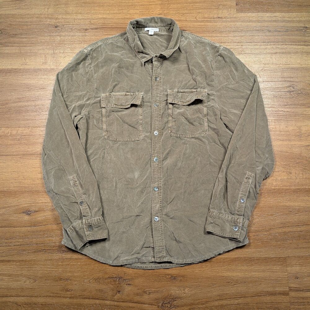 James Perse Mens 2 Medium Brown Corduroy Cotton Long Sleeve Shirt Basic